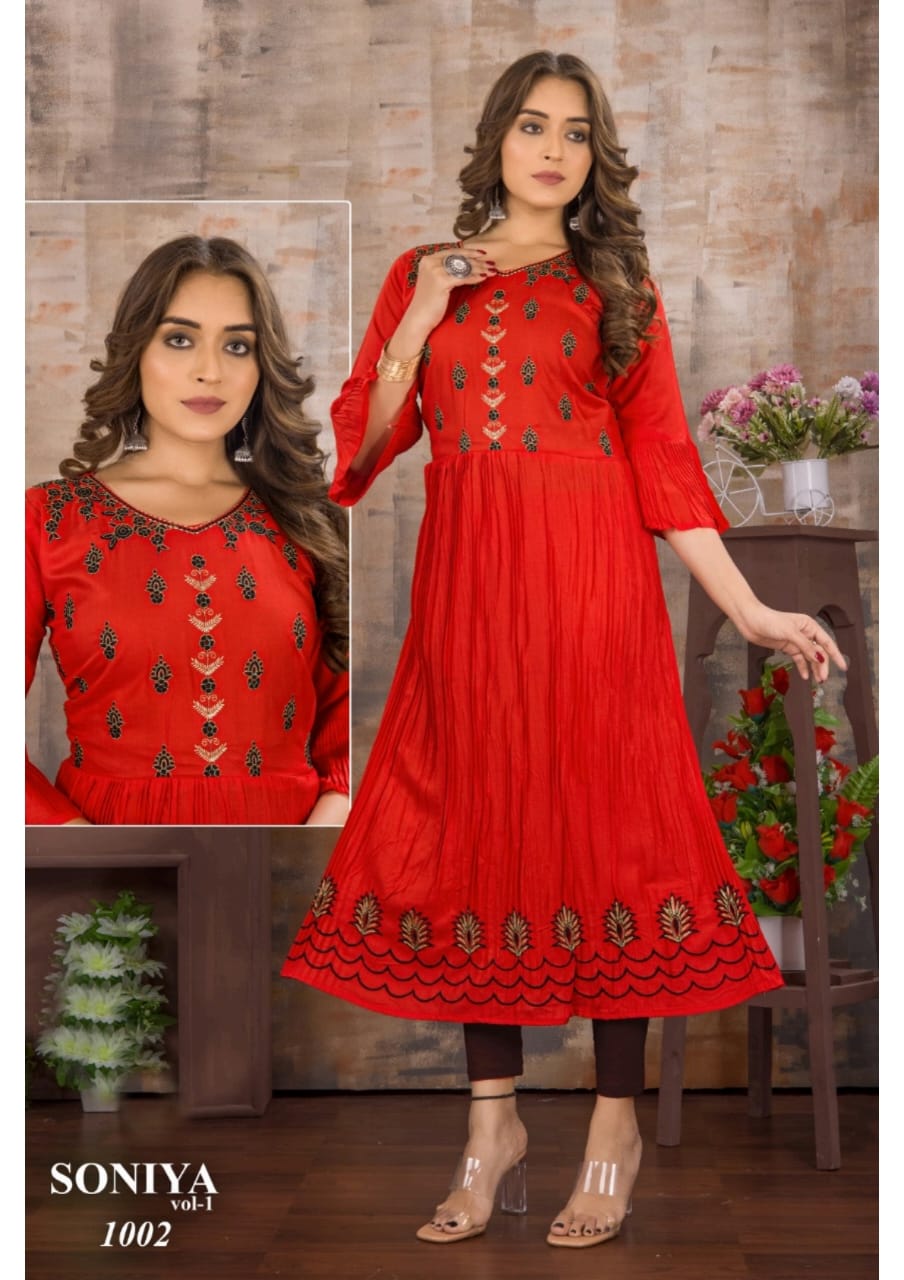 Soniya Vol 01 Fancy Wear Wholesale Anarkali Kurti Catalog
